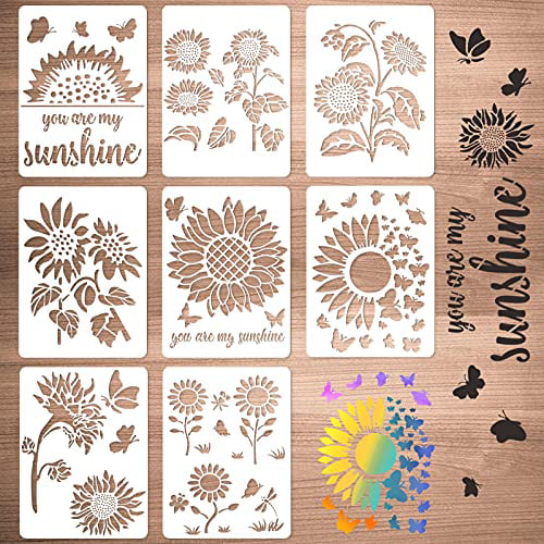 Sunflower Stencil Reusable Large Flower Plant Seed Wall Template Furniture